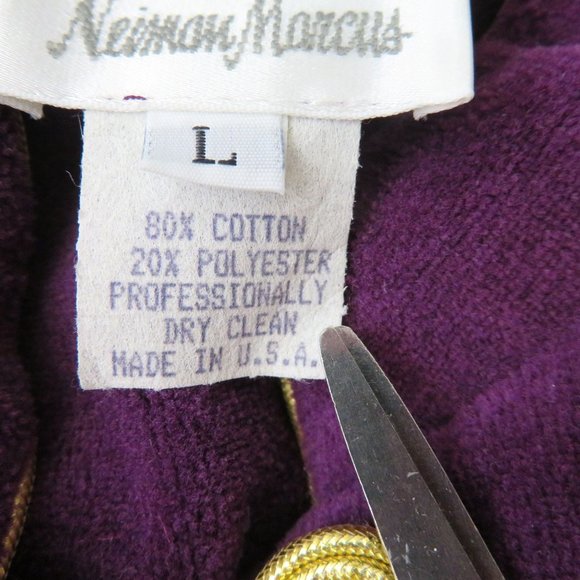 Vintage 80s Ruth Norman for Neiman Marcus Velour Guru Jacket Purple Gold Toggles - Picture 9 of 14